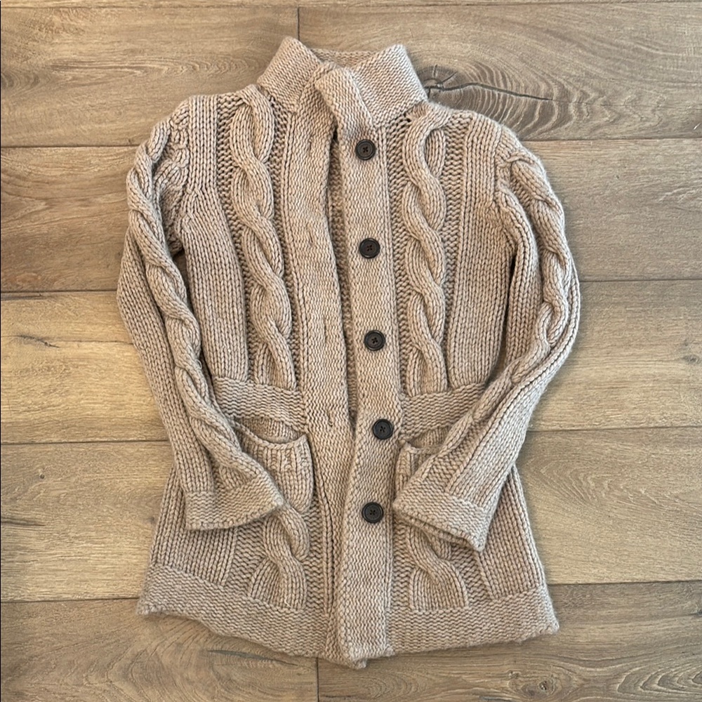 Tommy Hilfiger Tan Cable Knit Cardigan Sweater